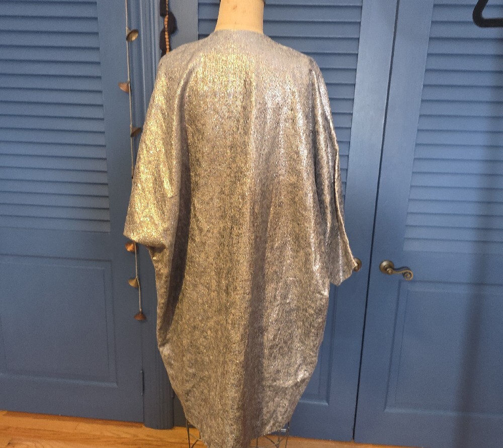 Metallic Silver Button-Front Tunic - Picture 4 of 5